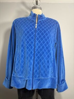 Jessica Simpson Royal Blue Quilted Velvet Zip Jacket